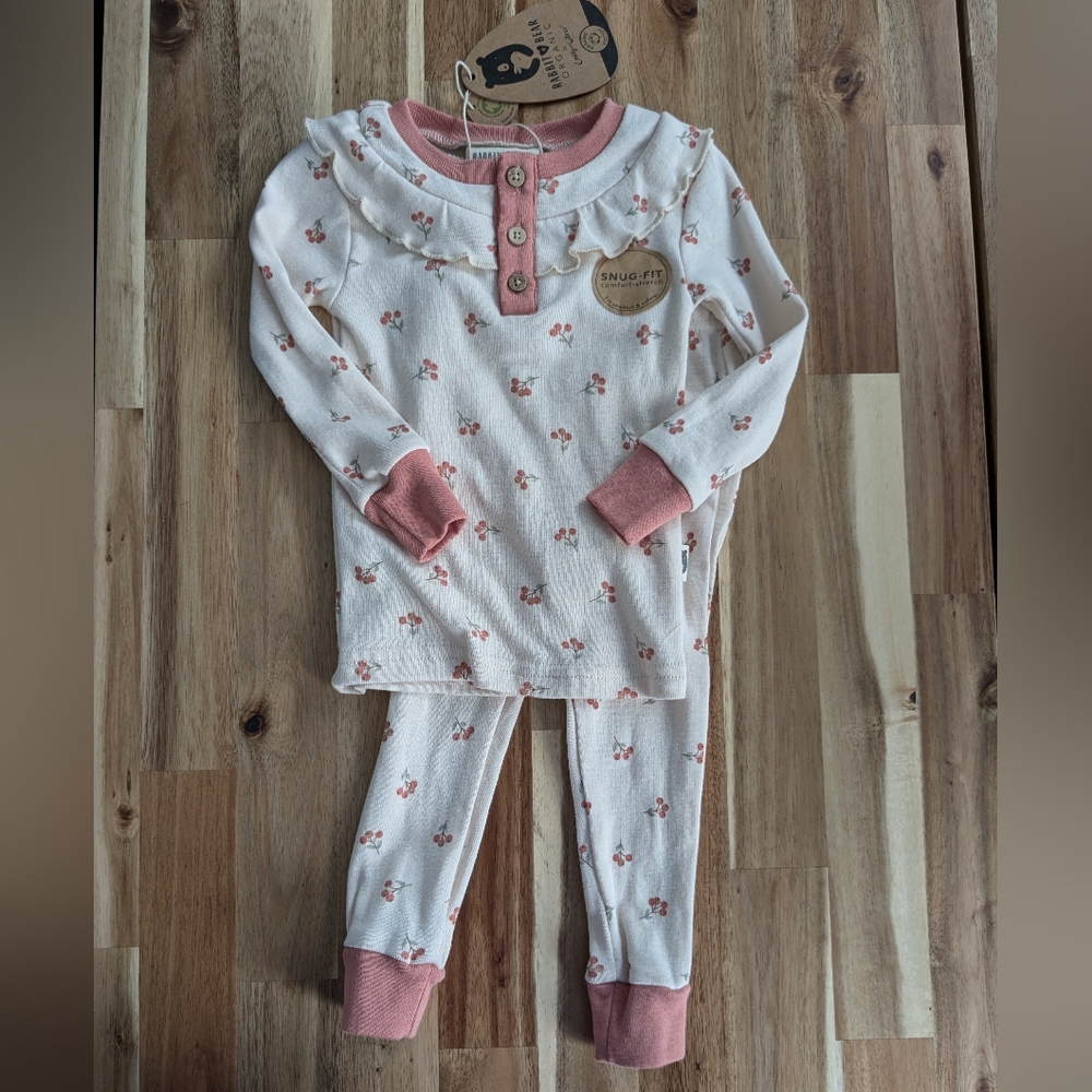Rabbit & Bear Pajama/Lounge Set, 12M, Cream, Berry pattern